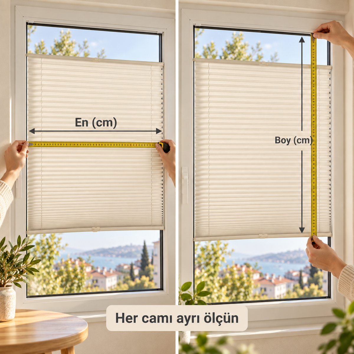 Krem plise perde — temsili pazarlama görseli 3