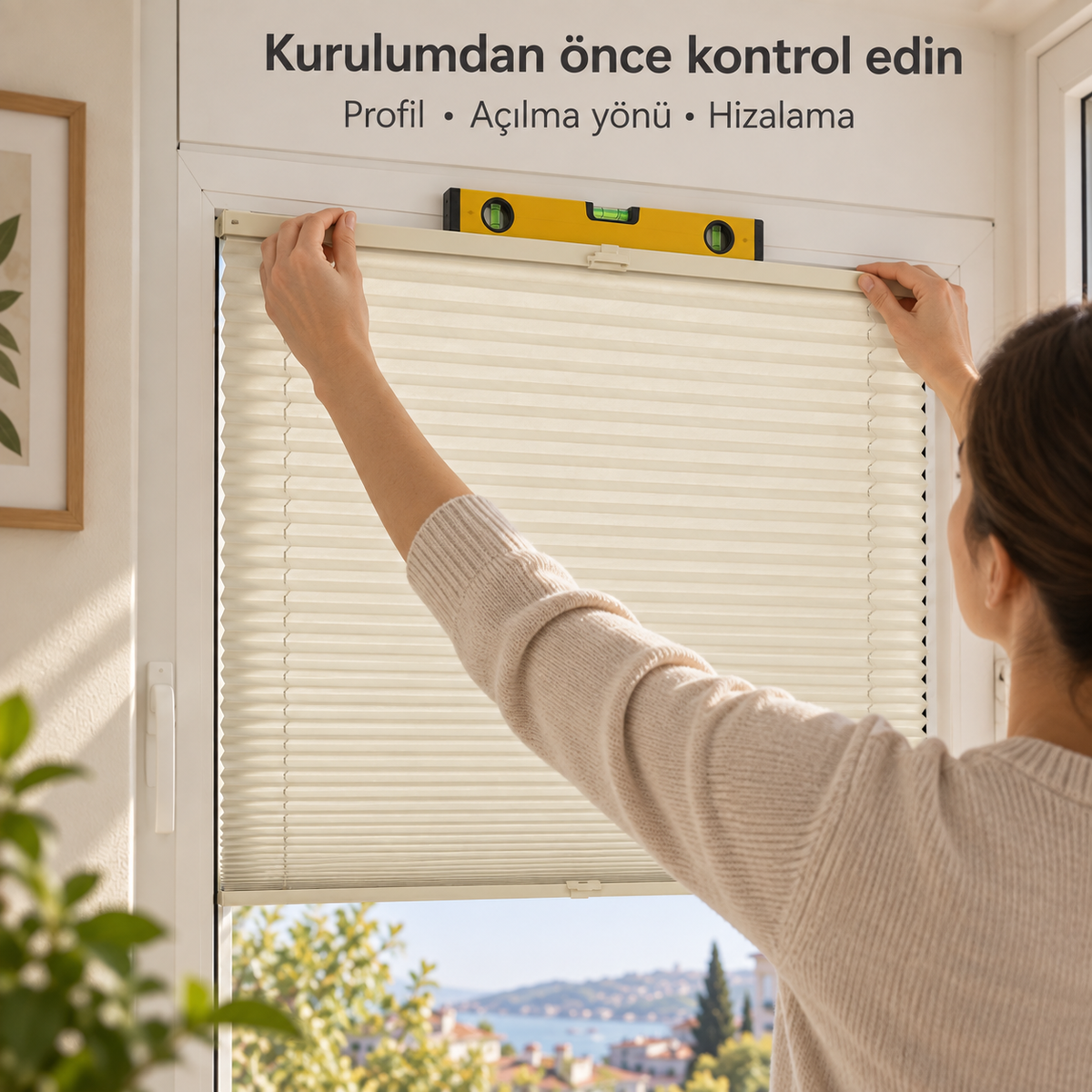 Krem plise perde — temsili pazarlama görseli 4