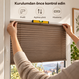Kahverengi plise perde — Kurulum kontrolü