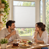 Beyaz plise perde — Kahvaltı keyfi